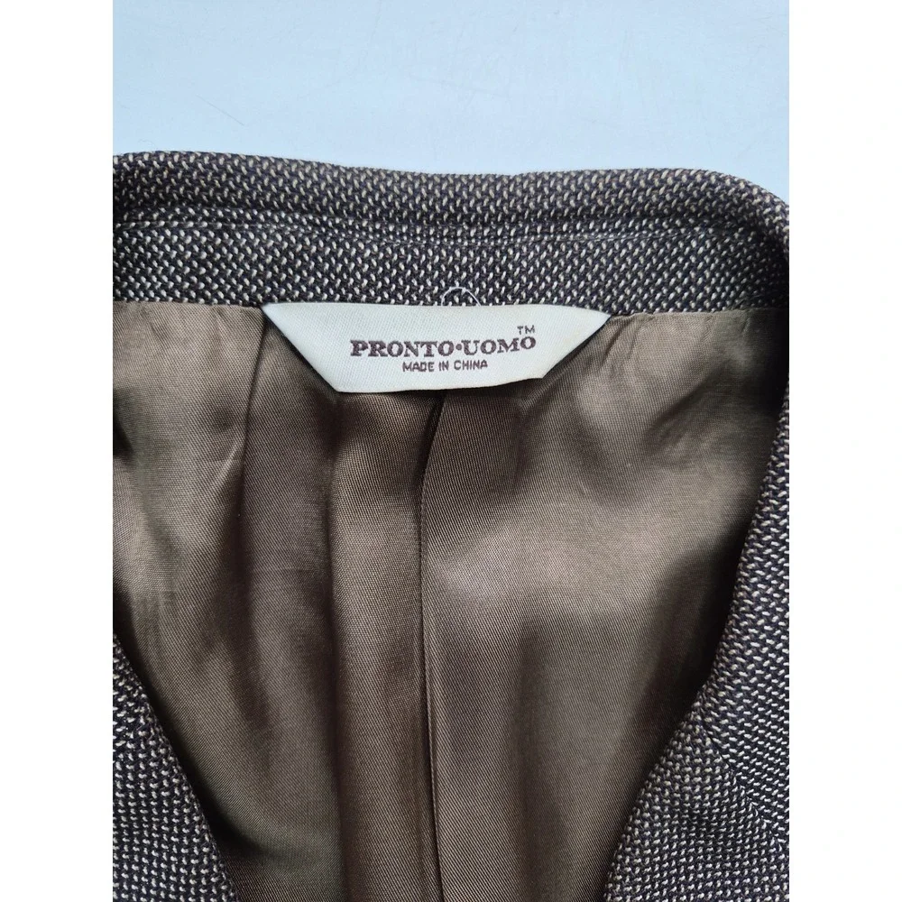 Pronto Uomo Mens Wool Silk Sport Coat 42R Brown Multi 3 Button Blazer Italy Look